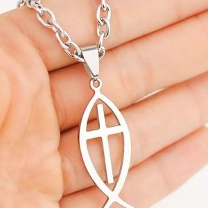Cross Fish Pendant necklace